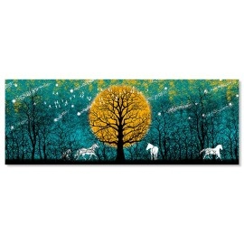 Tablou canvas abstract peisaj cu cai albi