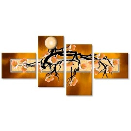 Tablouri canvas Abstract maro flori 9048