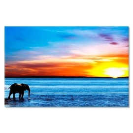 Tablouri canvas Elefant pe mal 47334