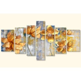 Tablouri canvas flori auriu-cupru