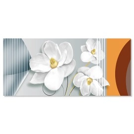 Tablou canvas abstract 3 flori albe 18122