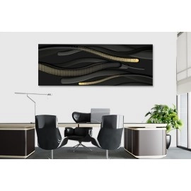 Tablou canvas abstract forme negre aurii