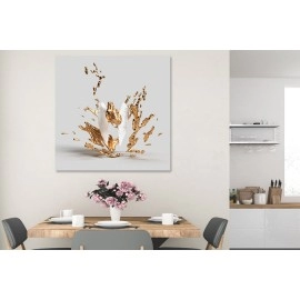 Tablou canvas abstract aripi albe forme aurii