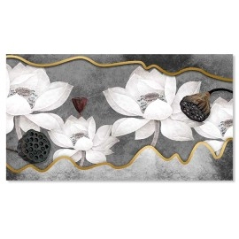 Tablou flori si geometrie aurie