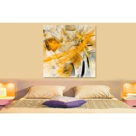 Tablou abstract forme galben aurii