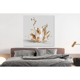 Tablou canvas abstract aripi albe forme aurii