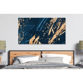 Tablou abstract albastru si auriu 44195