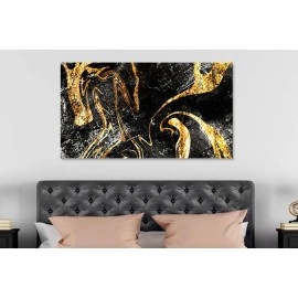 Tablou canvas abstract textura negru auriu