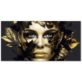 Tablou canvas fashion frunze buze aurii