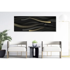 Tablou canvas abstract forme negre aurii