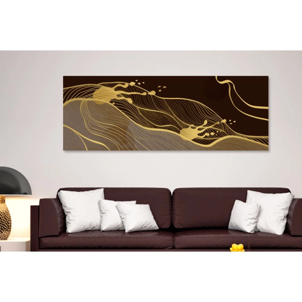 Tablou canvas abstract forme auriu maro