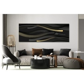 Tablou canvas abstract forme negre aurii