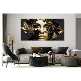 Tablou canvas fashion frunze buze aurii