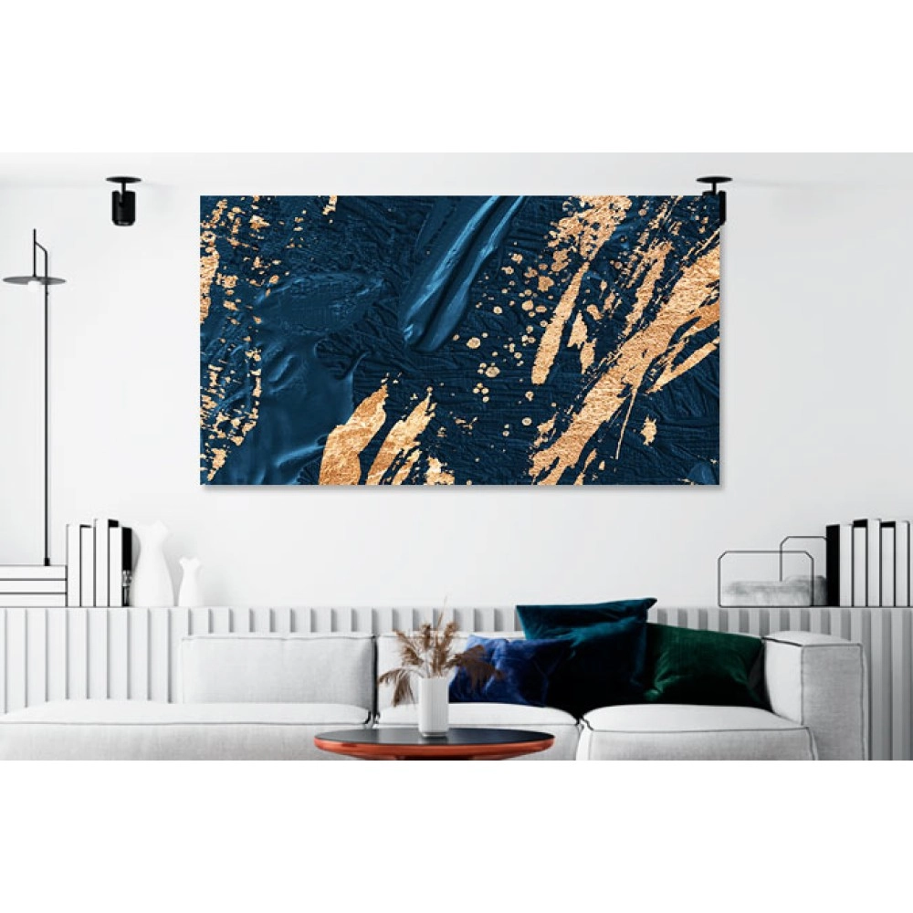 Tablou abstract albastru si auriu 44195