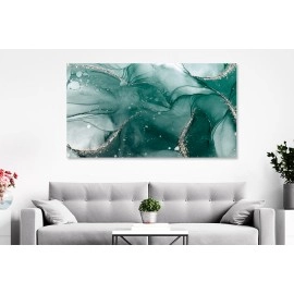 Tablou canvas abstract nuante verde smarald