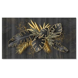 Tablou canvas frunze contur cu auriu