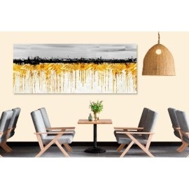 Tablou canvas abstract auriu si negru