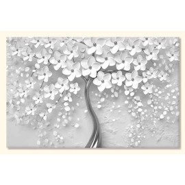 Tablouri living copac flori albe