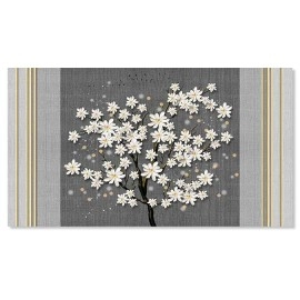 Tablou copac cu flori albe si linii aurii