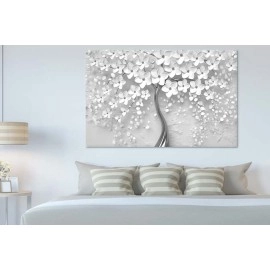 Tablouri living copac flori albe