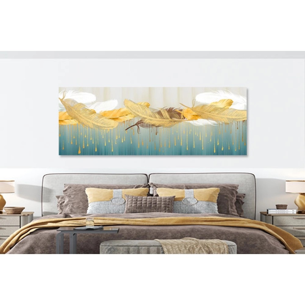 Tablou abstract canvas pene stropi aurii