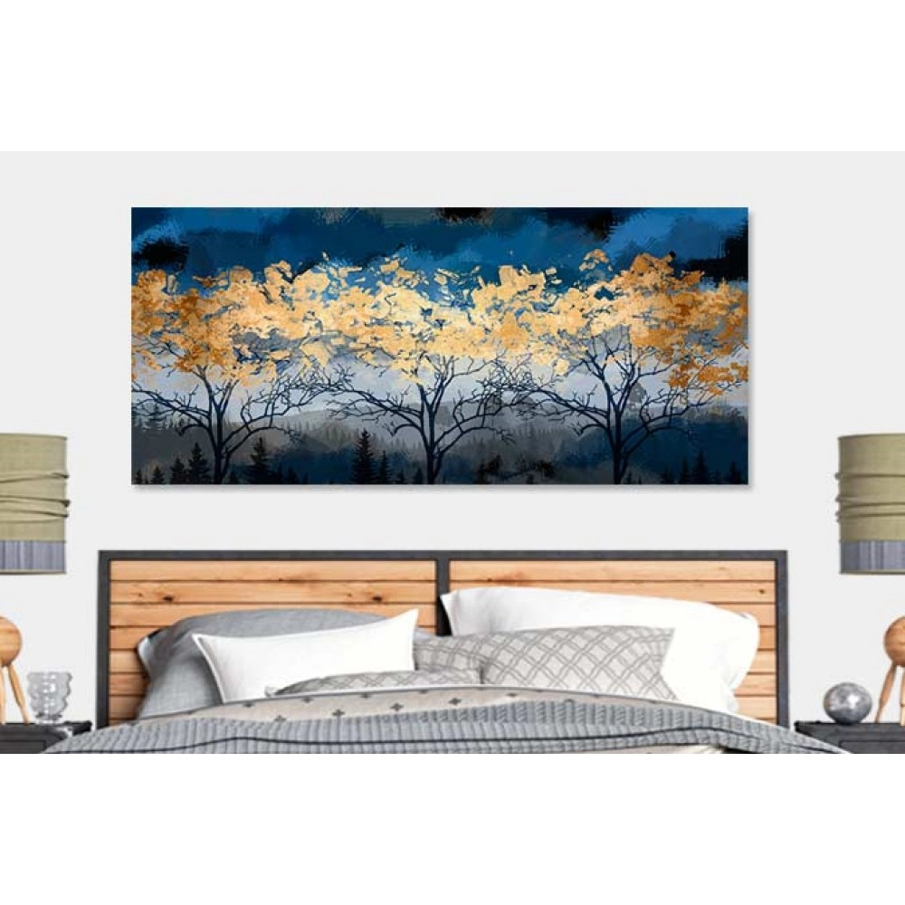 Tablou copaci cu frunze auriu-cupru