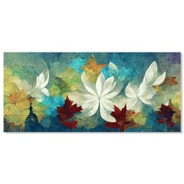 Tablou flori albe si nuante turcoaz