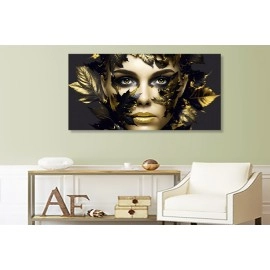 Tablou canvas fashion frunze buze aurii