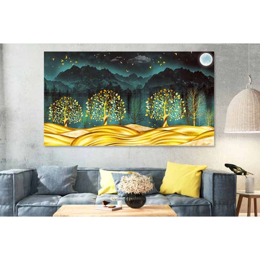 Tablou copacul vietii cu auriu