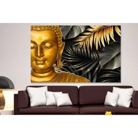 Tablou feng-shui Budha si frunze aurii