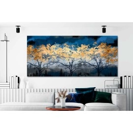 Tablou copaci cu frunze auriu-cupru