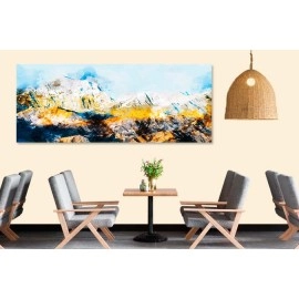 Tablou modern munte auriu bleu