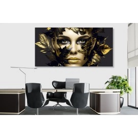 Tablou canvas fashion frunze buze aurii