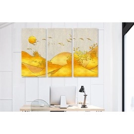 Tablouri canvas galben-auriu si gri