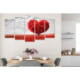 Tablouri canvas Inima rosie copac 42747