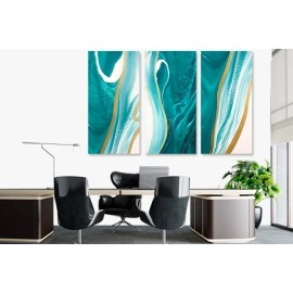 Tablouri canvas nuante turcoaz si auriu