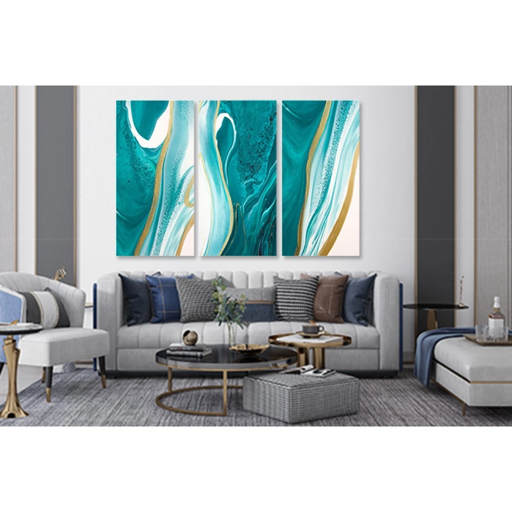 Tablouri canvas nuante turcoaz si auriu