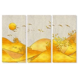 Tablouri canvas galben-auriu si gri