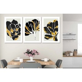 Tablouri abstracte flori negru auriu