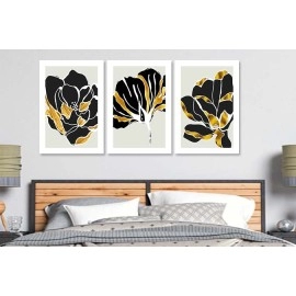 Tablouri abstracte flori negru auriu