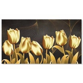 Tablou flori canvas lalele aurii