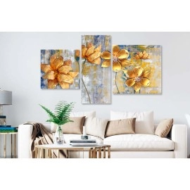 Tablouri canvas flori aurii 14356