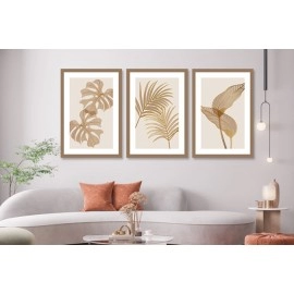 Tablouri abstracte frunze bej si auriu
