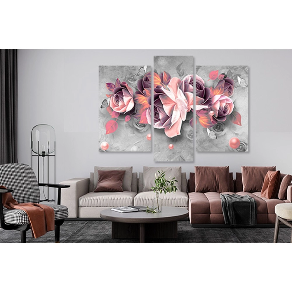 Tablouri moderne flori trandafir roz