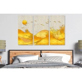 Tablouri canvas galben-auriu si gri