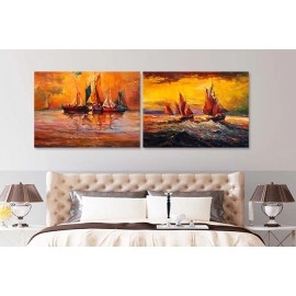 Tablouri canvas living barci 802581