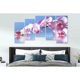 Tablouri canvas Orhidee fond blue 64087