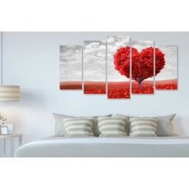 Tablouri canvas Inima rosie copac 42747