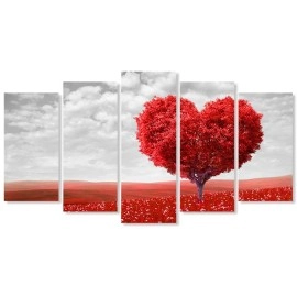 Tablouri canvas Inima rosie copac 42747