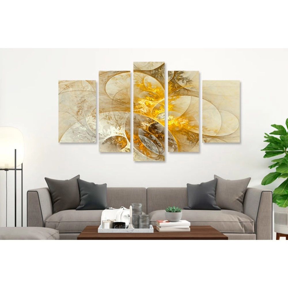 Tablouri canvas abstract living auriu si gri